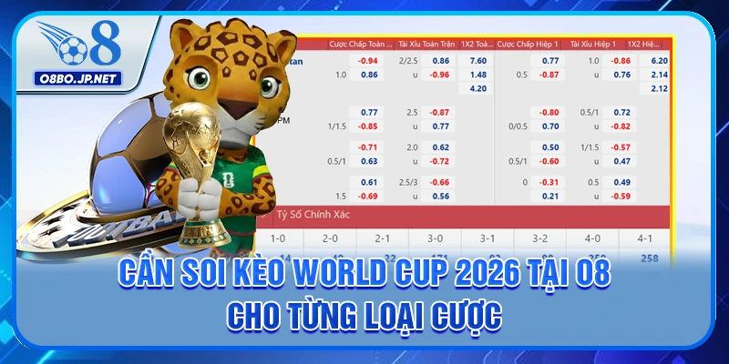 Cách Soi Kèo World Cup 2026 Tại O8 Thông Qua 6 Loại Cược 2 Cần soi kèo World Cup 2026 tại O8 cho từng loại cược